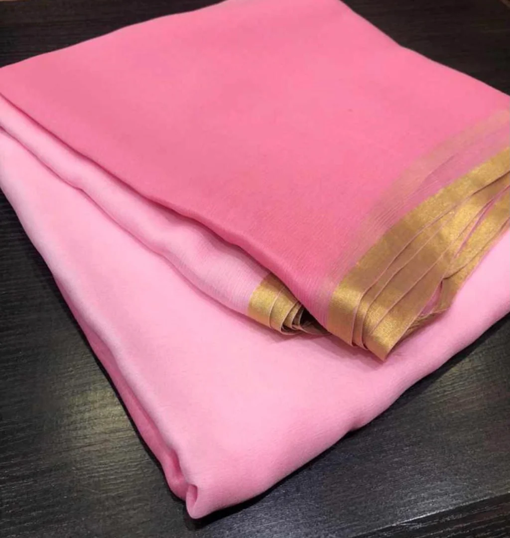 Pure silk chiffon saree - Pink